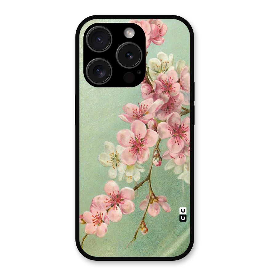 Blossom Cherry Design Metal Back Case for iPhone 15 Pro