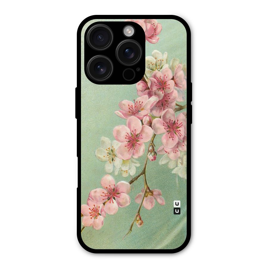 Blossom Cherry Design Metal Back Case for iPhone 16 Pro
