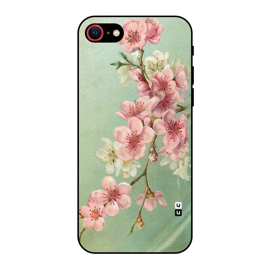 Blossom Cherry Design Metal Back Case for iPhone 8