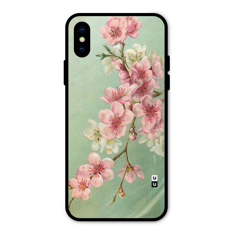 Blossom Cherry Design Metal Back Case for iPhone X