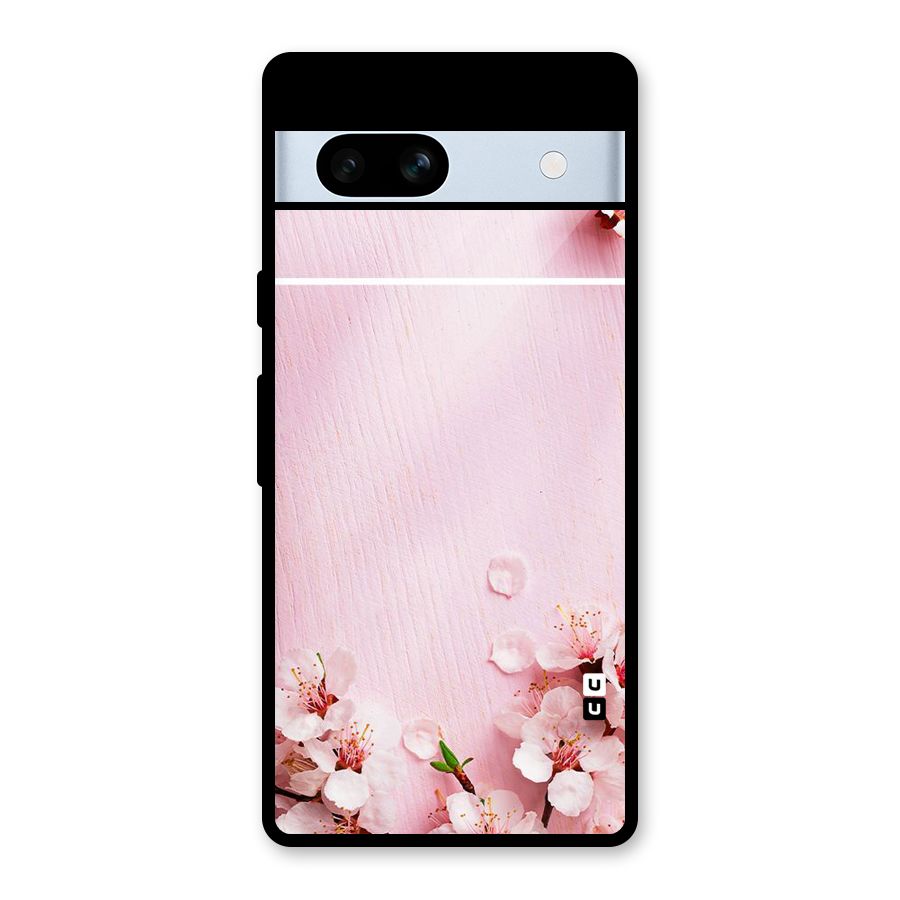 Blossom Frame Pink Glass Back Case for Google Pixel 7a