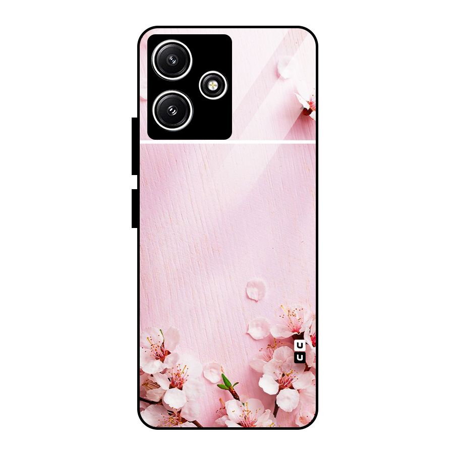 Blossom Frame Pink Glass Back Case for Poco M6 Pro