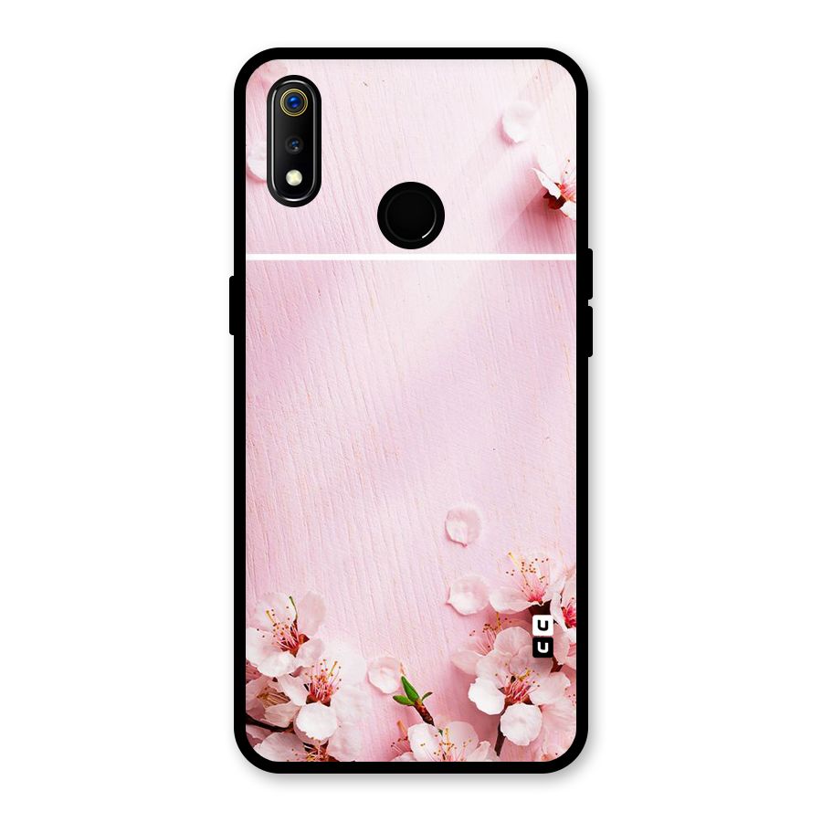 Blossom Frame Pink Glass Back Case for Realme 3i