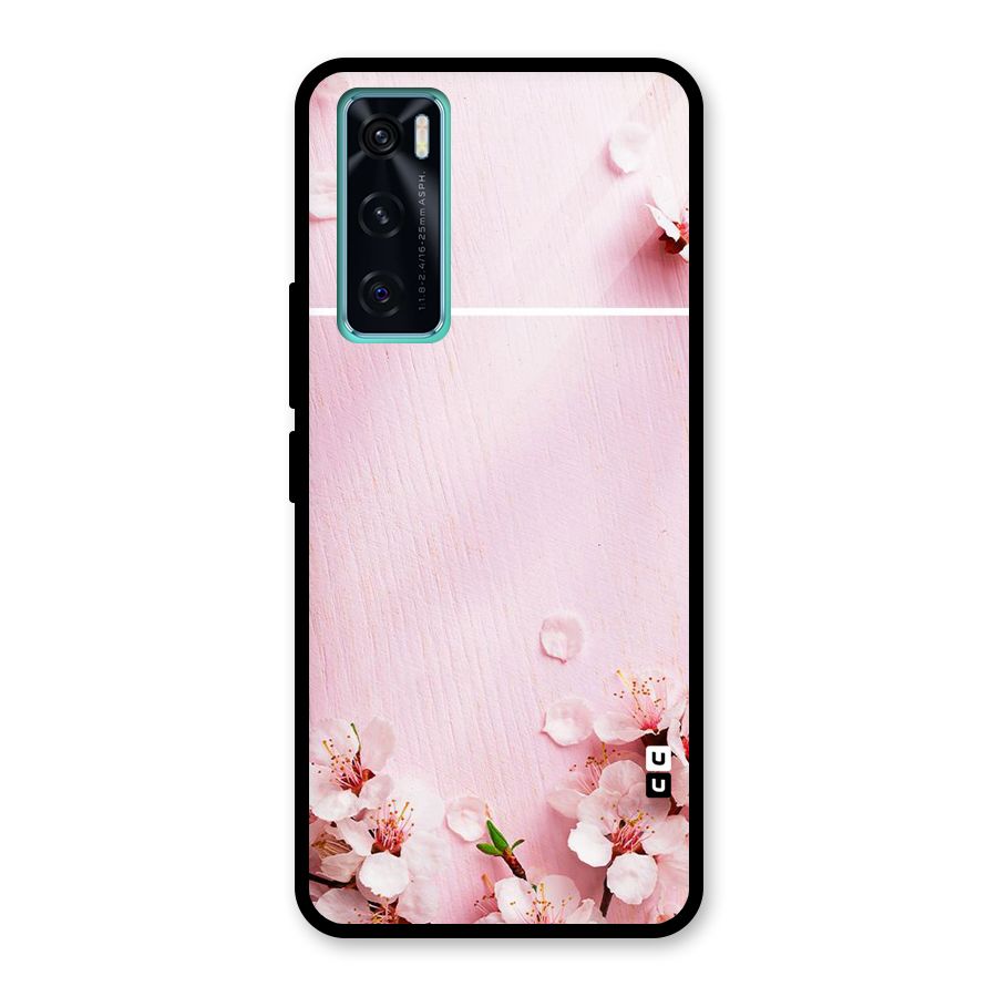 Blossom Frame Pink Glass Back Case for Vivo V20 SE