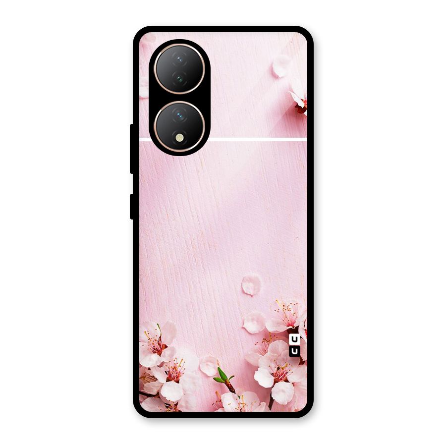 Blossom Frame Pink Glass Back Case for Vivo Y100A