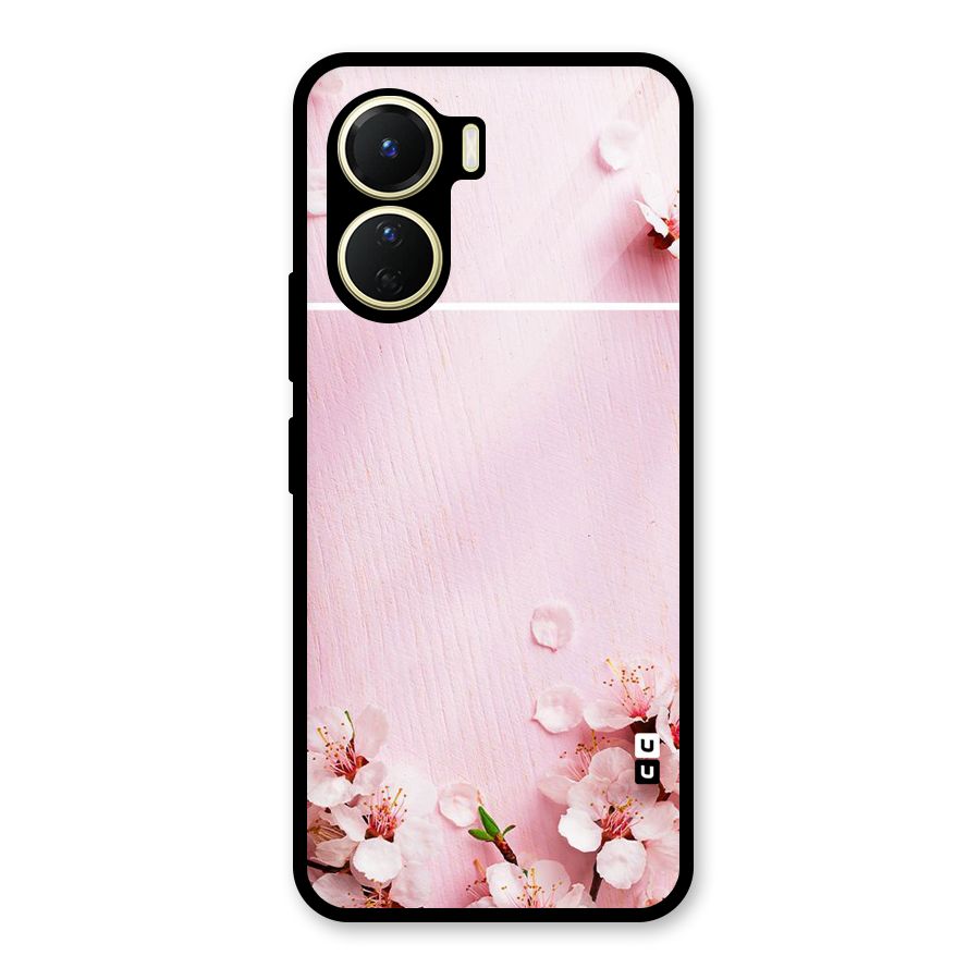 Blossom Frame Pink Glass Back Case for Vivo Y56