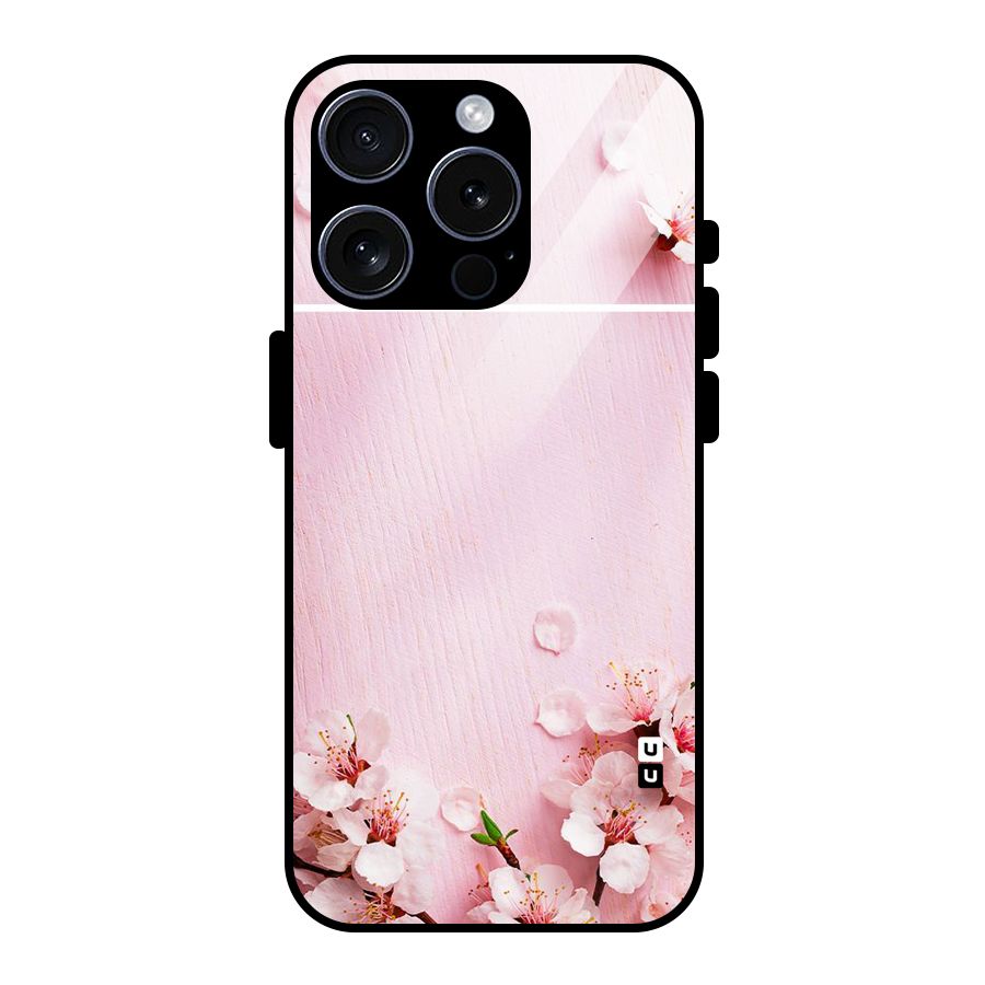 Blossom Frame Pink Glass Back Case for iPhone 15 Pro