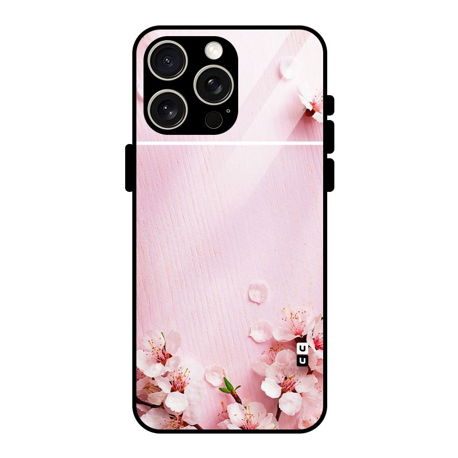 Blossom Frame Pink Glass Back Case for iPhone 15 Pro Max