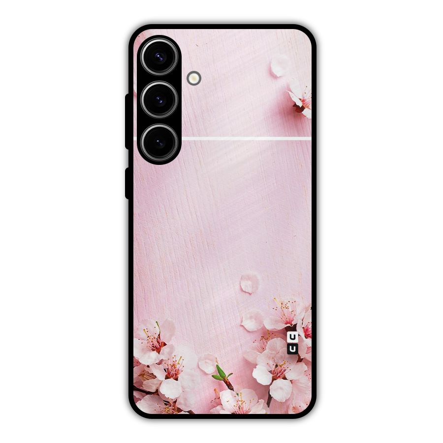 Blossom Frame Pink Metal Back Case for Galaxy S24 Plus