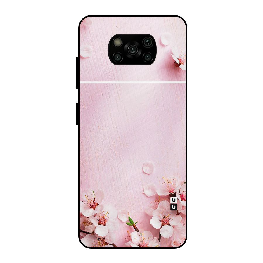 Blossom Frame Pink Metal Back Case for Poco X3