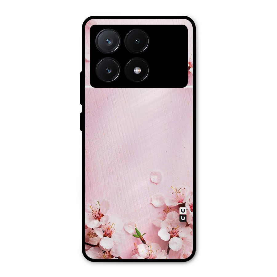 Blossom Frame Pink Metal Back Case for Poco X6 Pro