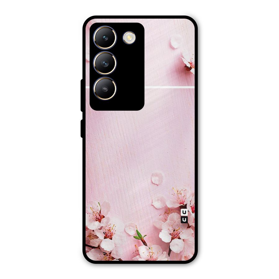 Blossom Frame Pink Metal Back Case for Vivo T3 5G