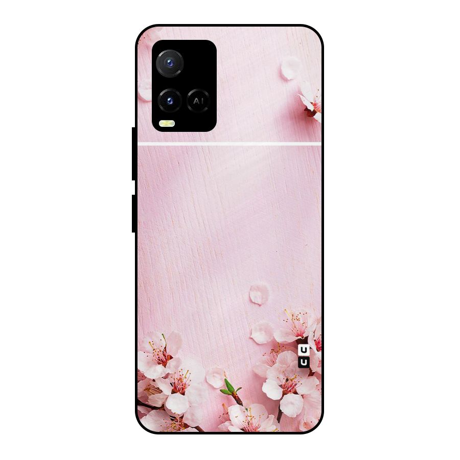 Blossom Frame Pink Metal Back Case for Vivo Y33s