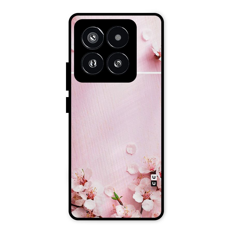 Blossom Frame Pink Metal Back Case for Xiaomi 14 Pro