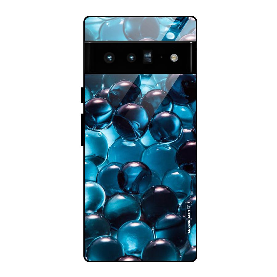 Blue Abstract Balls Glass Back Case for Google Pixel 6 Pro