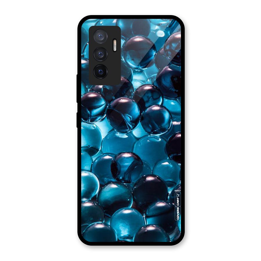 Blue Abstract Balls Glass Back Case for Vivo V23e