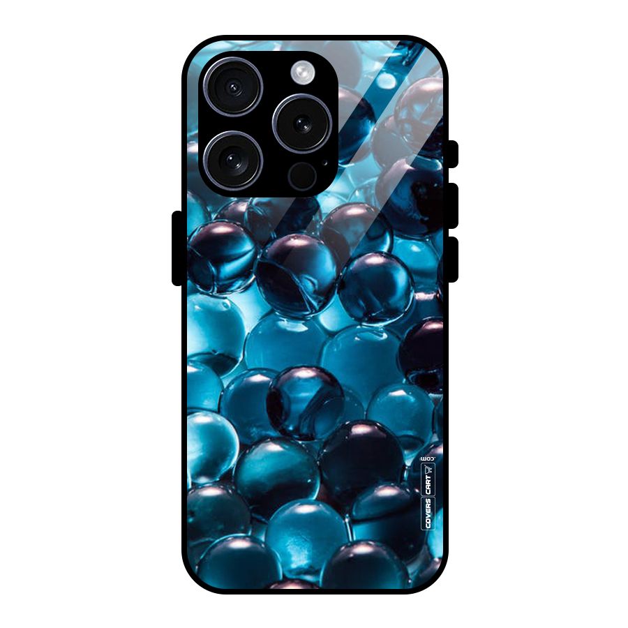 Blue Abstract Balls Glass Back Case for iPhone 15 Pro
