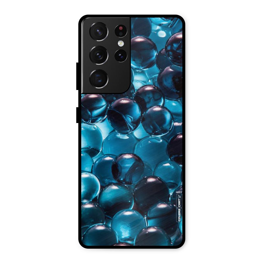 Blue Abstract Balls Metal Back Case for Galaxy S21 Ultra 5G