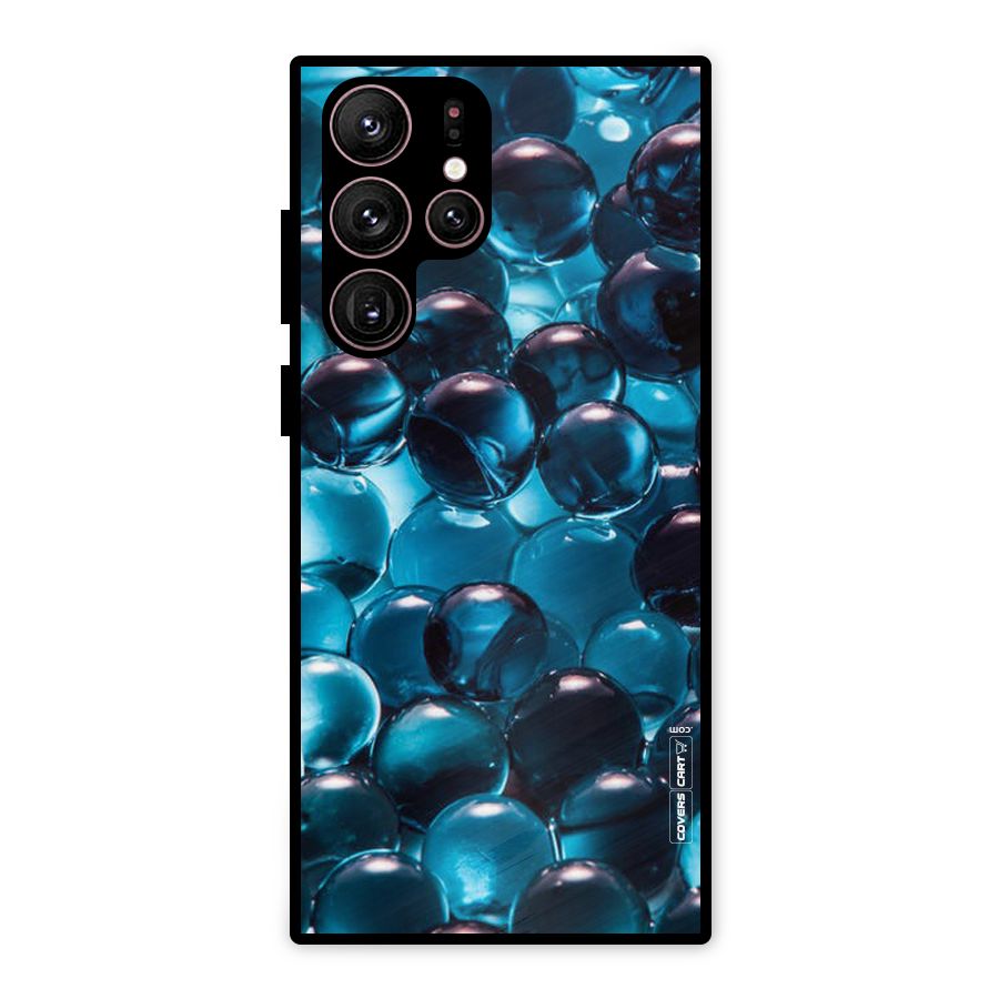 Blue Abstract Balls Metal Back Case for Galaxy S22 Ultra 5G