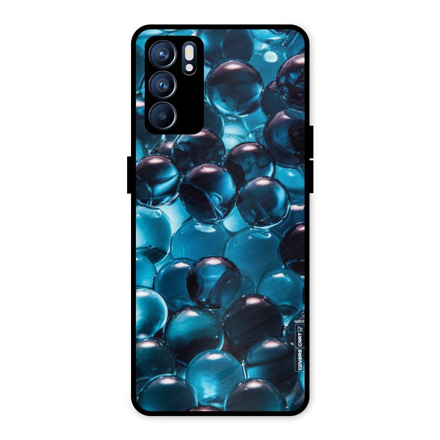 Blue Abstract Balls Metal Back Case for Oppo Reno6 5G