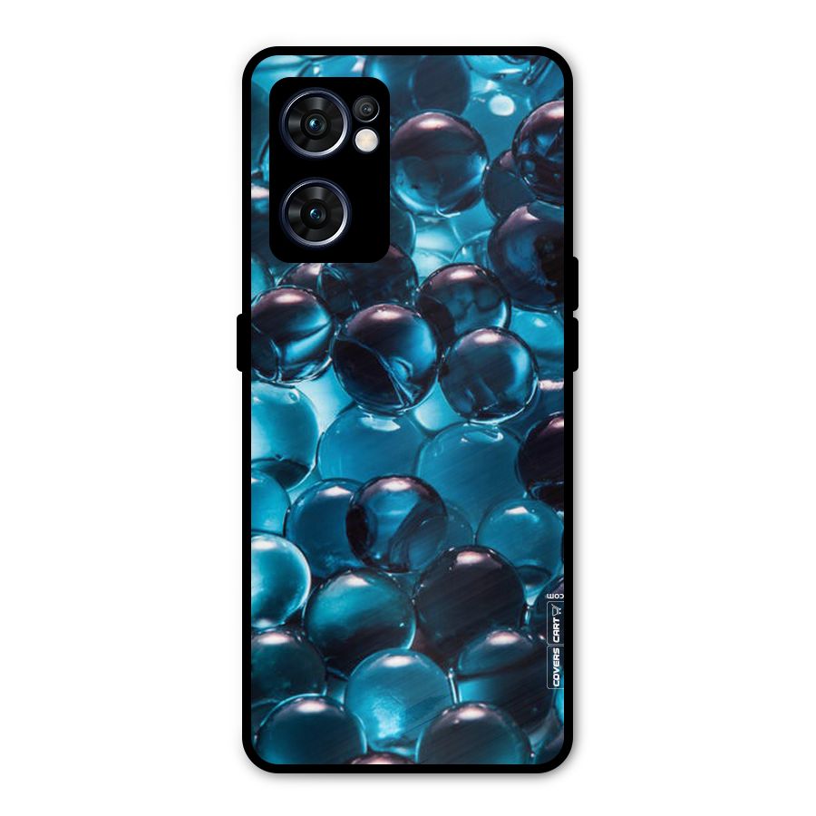 Blue Abstract Balls Metal Back Case for Oppo Reno7 5G