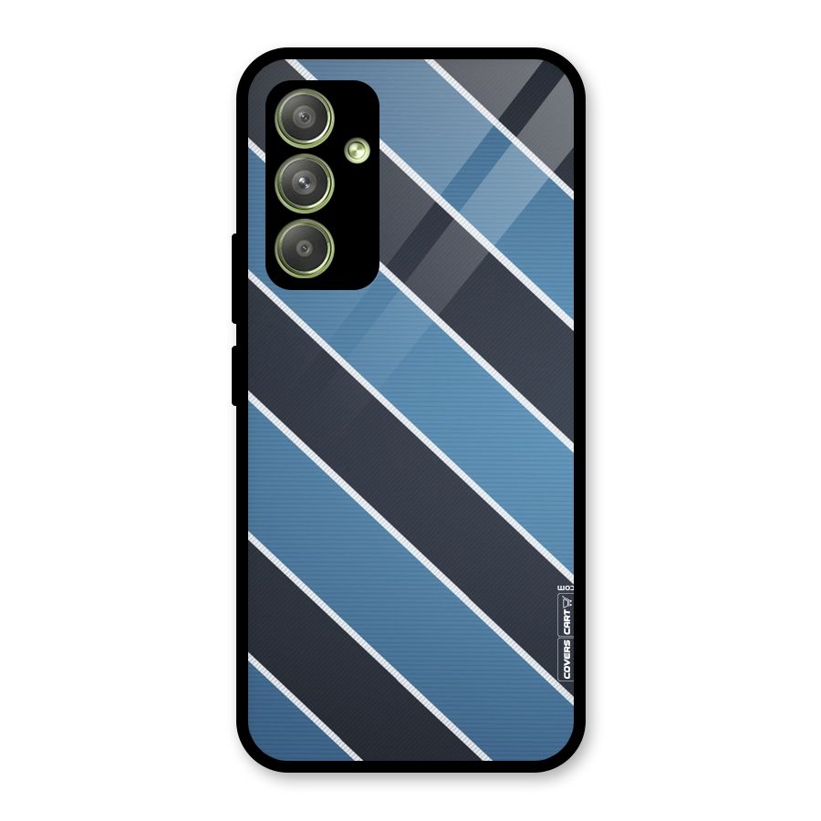 Blue Black Stripes Glass Back Case for Galaxy A54