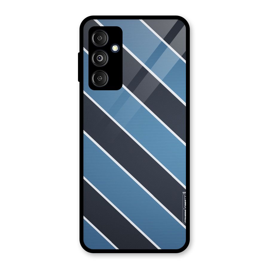 Blue Black Stripes Glass Back Case for Galaxy M14 5G
