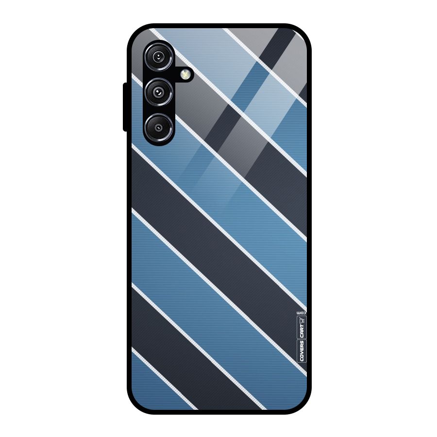 Blue Black Stripes Glass Back Case for Galaxy M34 5G