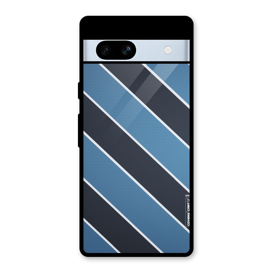 Blue Black Stripes Glass Back Case for Google Pixel 7a