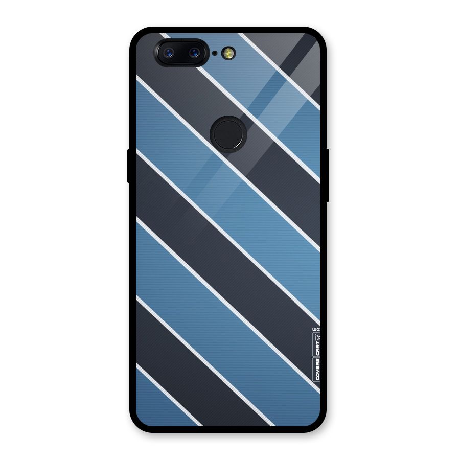 Blue Black Stripes Glass Back Case for OnePlus 5T