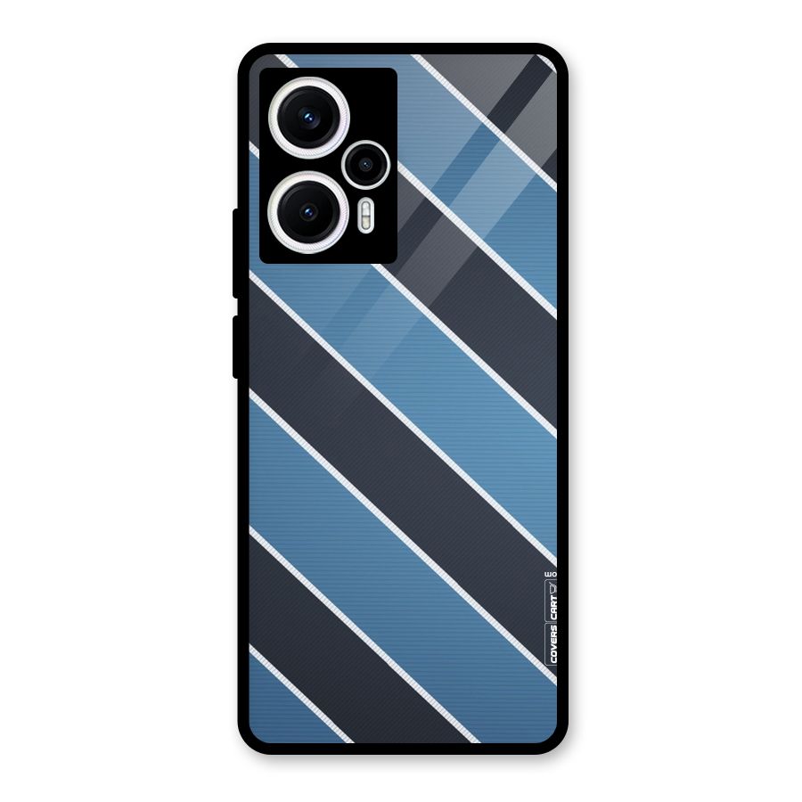 Blue Black Stripes Glass Back Case for Poco F5