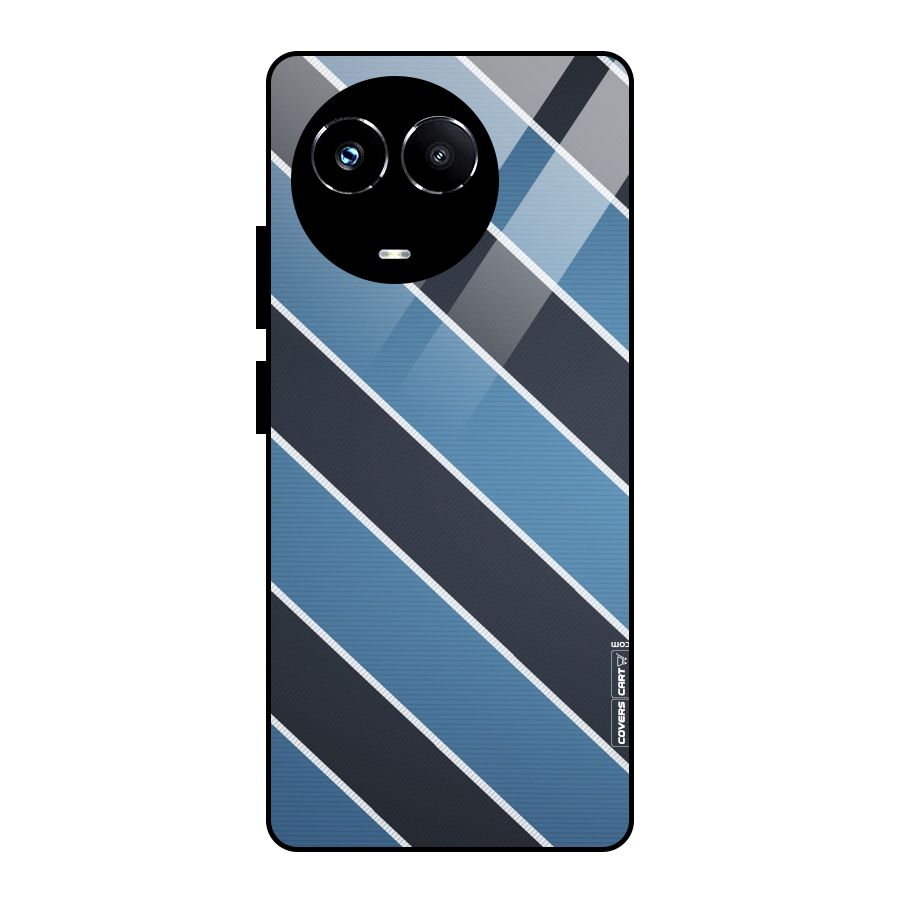 Blue Black Stripes Glass Back Case for Realme 11X