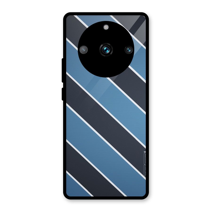 Blue Black Stripes Glass Back Case for Realme 11 Pro