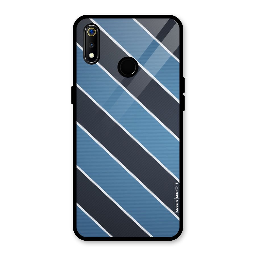 Blue Black Stripes Glass Back Case for Realme 3i