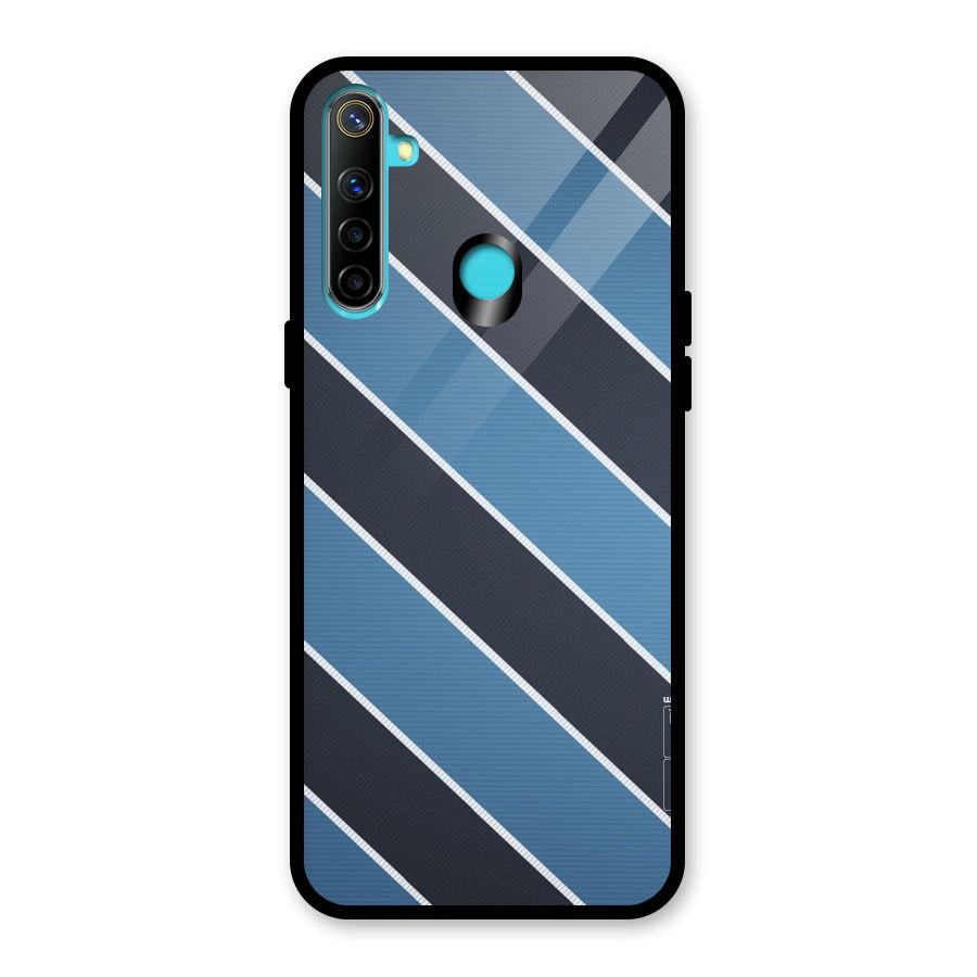 Blue Black Stripes Glass Back Case for Realme Narzo 10