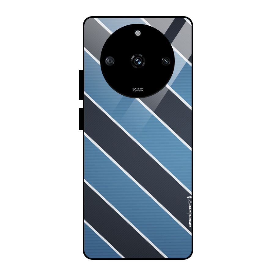Blue Black Stripes Glass Back Case for Realme Narzo 60 5G