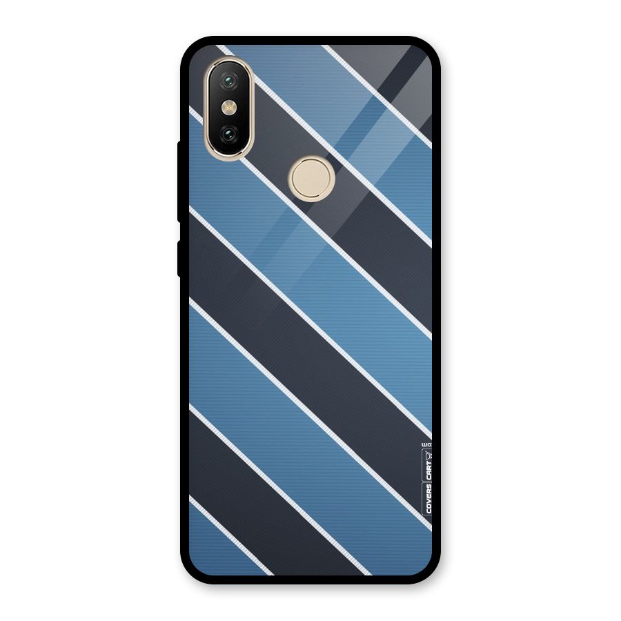 Blue Black Stripes Glass Back Case for Redmi A2