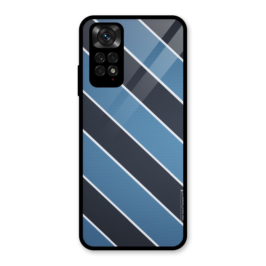 Blue Black Stripes Glass Back Case for Redmi Note 11S