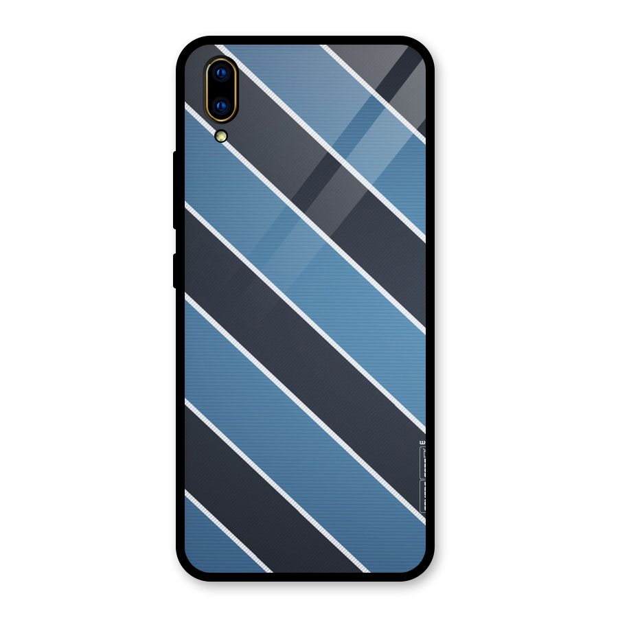 Blue Black Stripes Glass Back Case for Vivo V11 Pro
