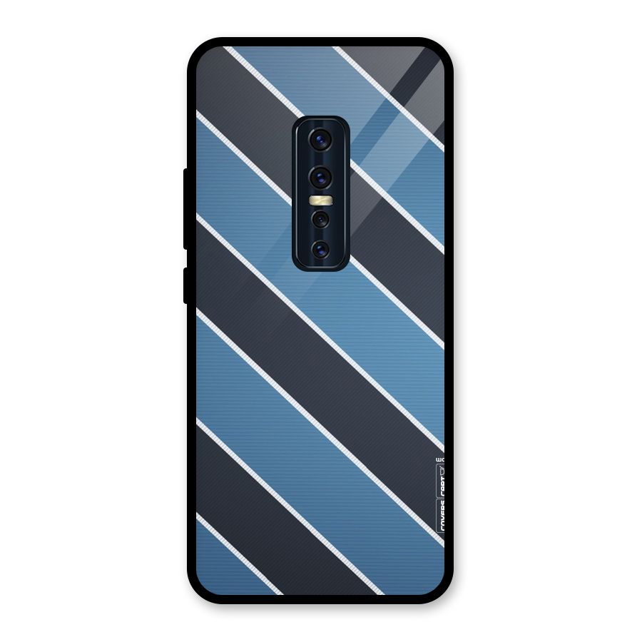 Blue Black Stripes Glass Back Case for Vivo V17 Pro