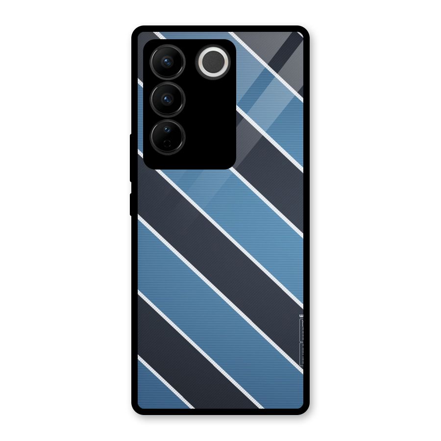 Blue Black Stripes Glass Back Case for Vivo V27