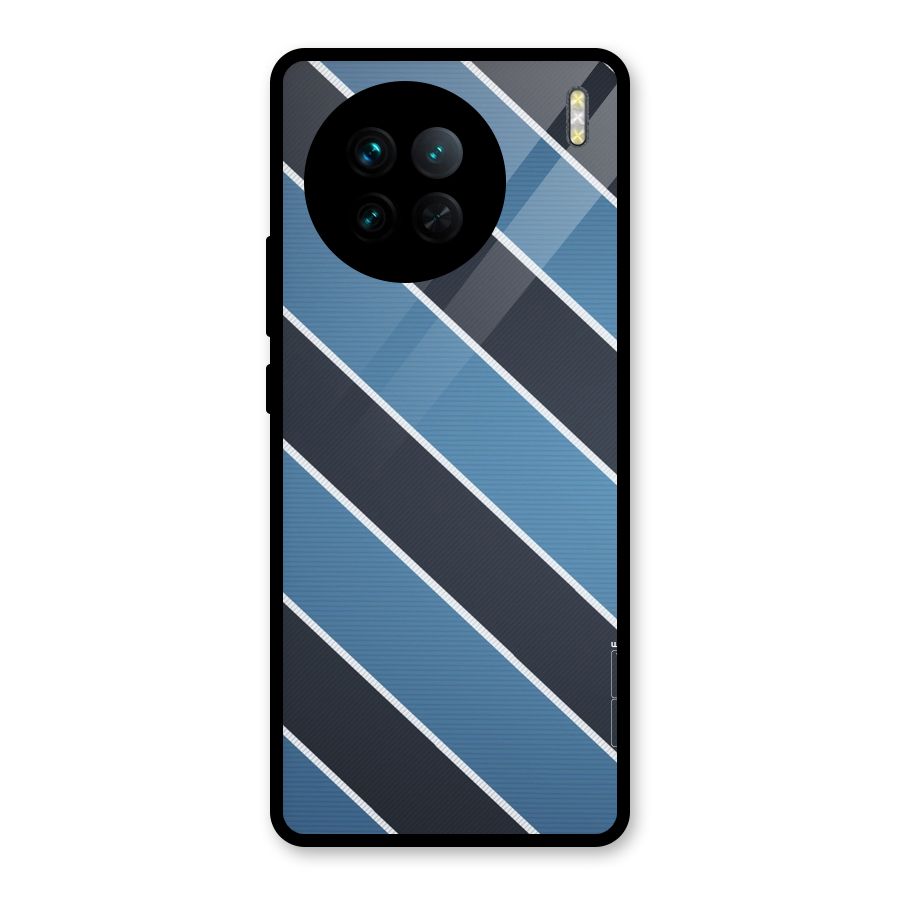 Blue Black Stripes Glass Back Case for Vivo X90