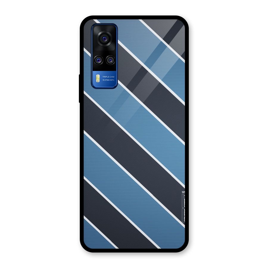 Blue Black Stripes Glass Back Case for Vivo Y31