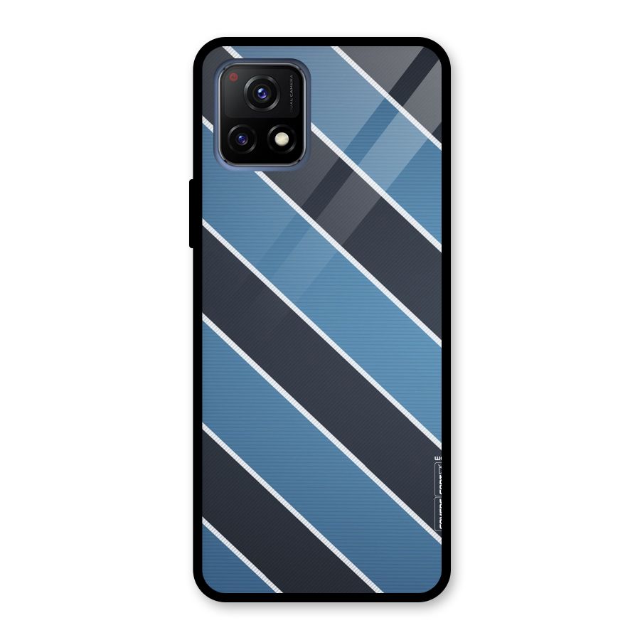 Blue Black Stripes Glass Back Case for Vivo Y72 5G