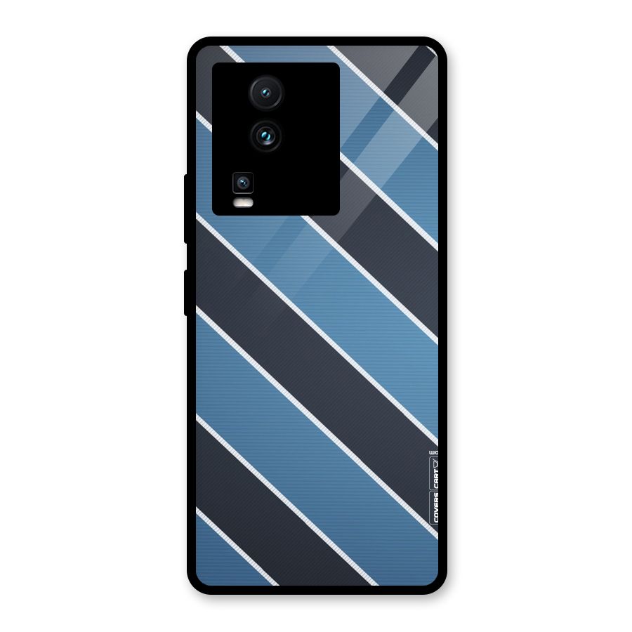 Blue Black Stripes Glass Back Case for Vivo iQOO Neo 7 Pro