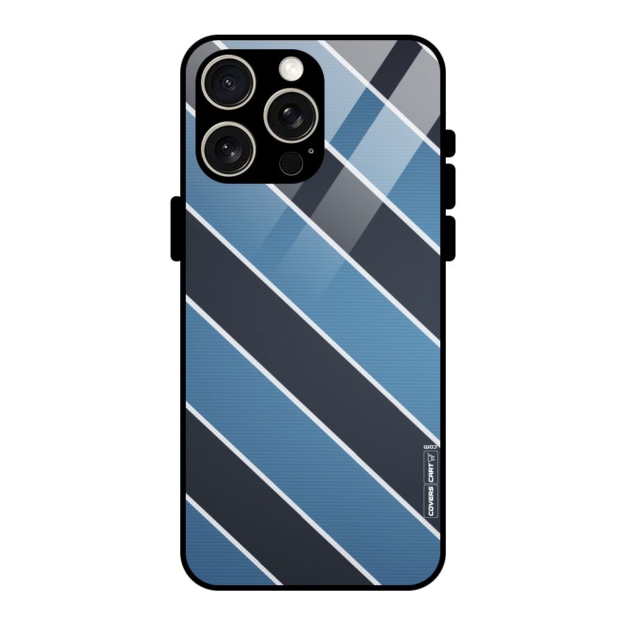Blue Black Stripes Glass Back Case for iPhone 15 Pro Max