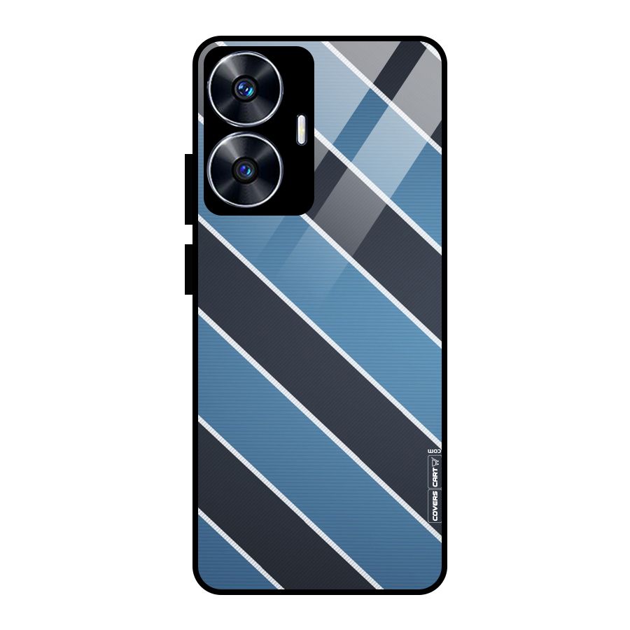 Blue Black Stripes Glass Back Case for realme C55
