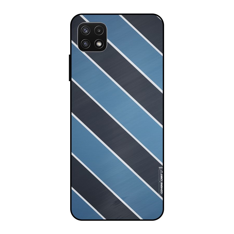 Blue Black Stripes Metal Back Case for Galaxy A22 5G