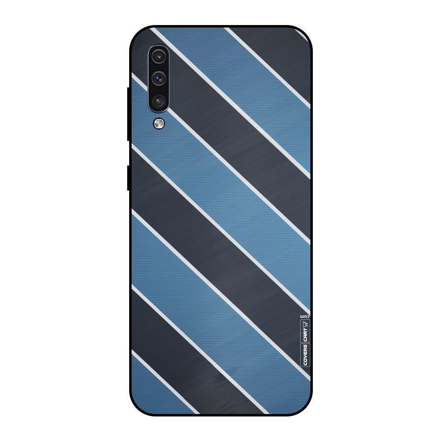 Blue Black Stripes Metal Back Case for Galaxy A30s