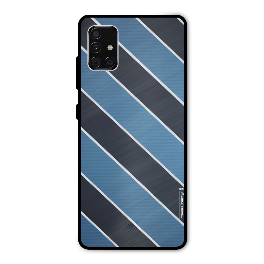 Blue Black Stripes Metal Back Case for Galaxy A51